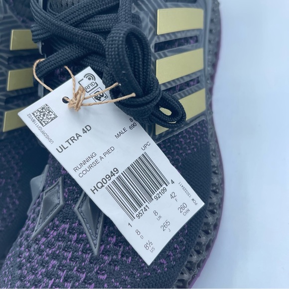 Adidas Ultra 4D Running Shoes HQ0949 Black Panther Marvel Men’s Sz 8.5 NWT RARE - Picture 4 of 11